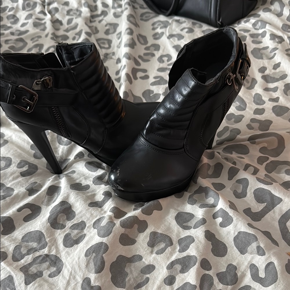 Black High Heel Ankle Boots